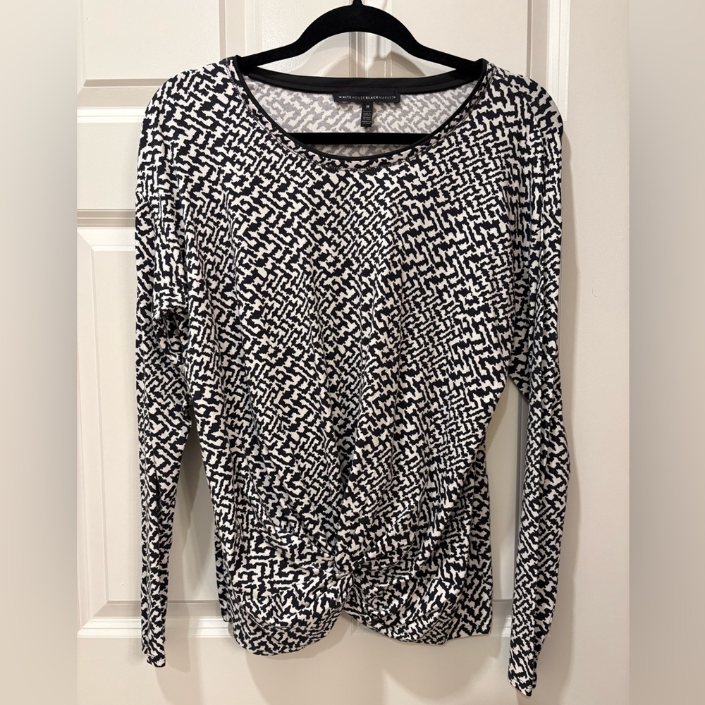 White House Black Market Monochrome Long Sleeve Top